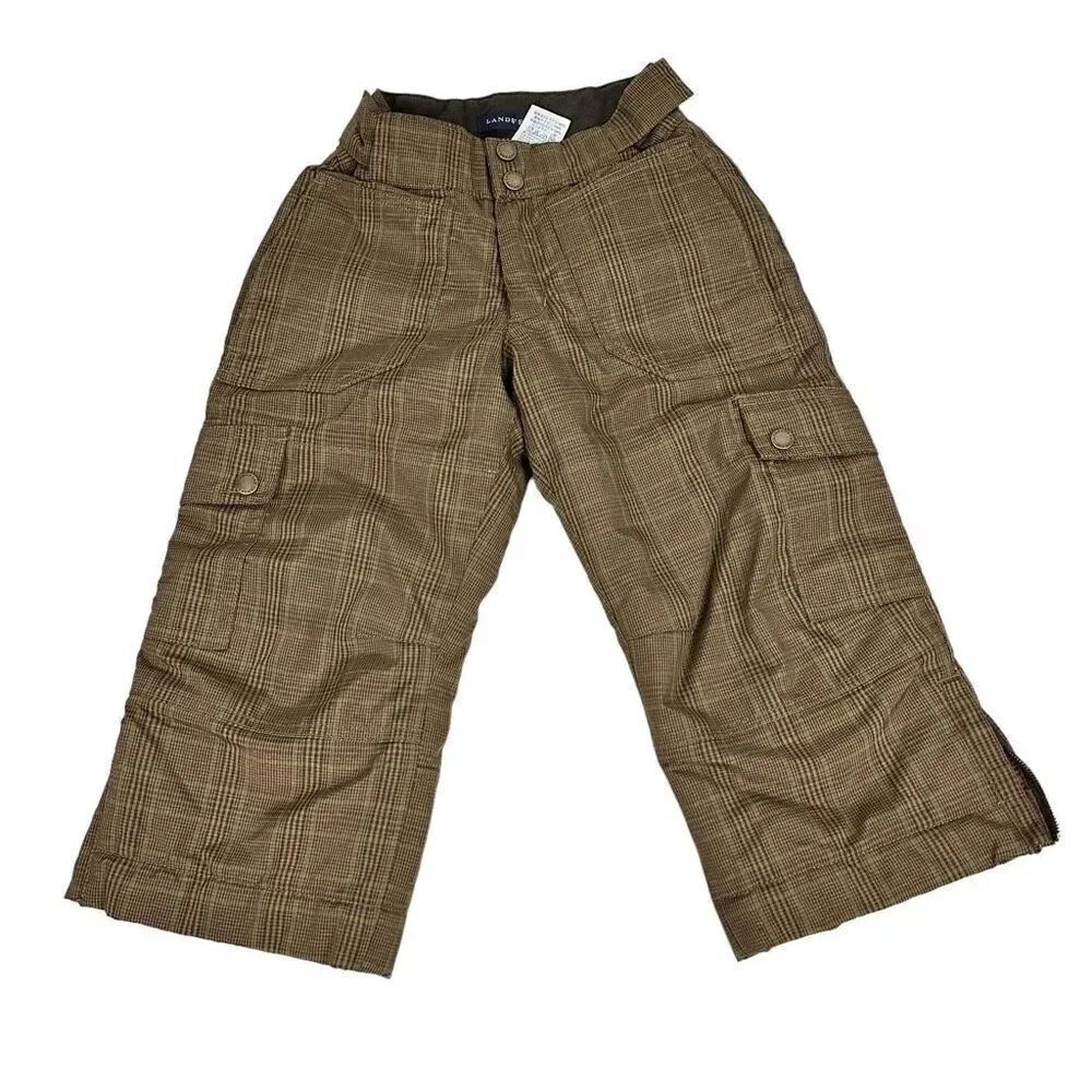 Lands’ End Snow Pants Boys Brown Plaid size 4